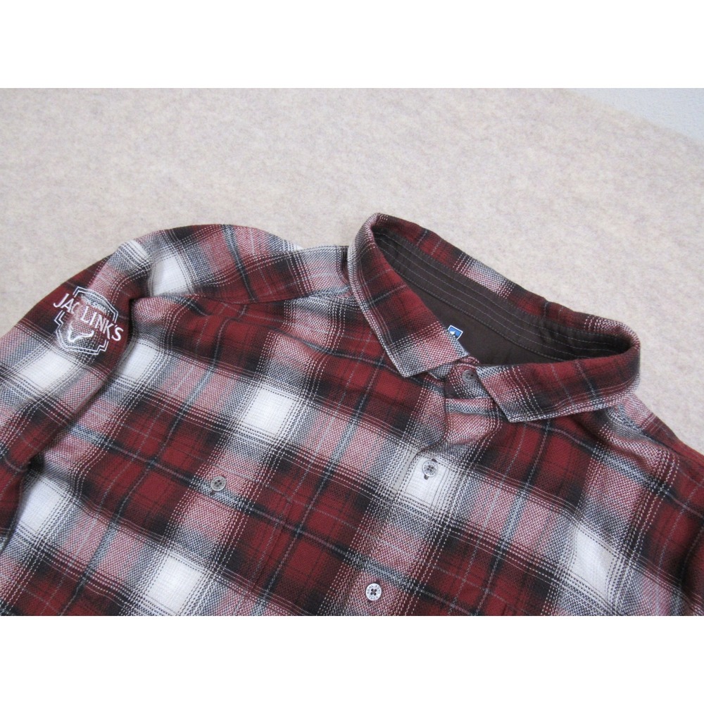 Kuhl Mens XXXL Red Plaid Flannel Shirt Jack Links Logo Long Sleeve Button Down